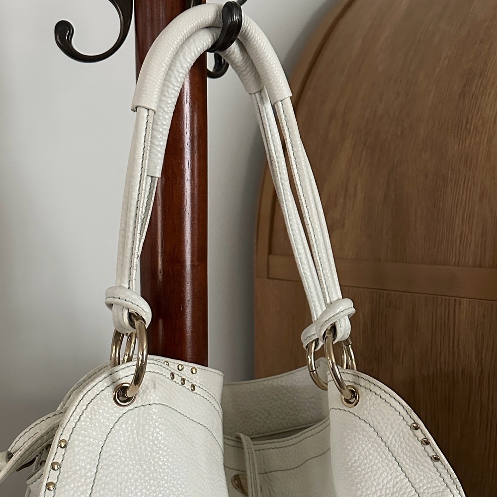 Celine White Bittersweet Large Pebbled Leather Hobo with Drawstring Vintage - Picture 7 of 16